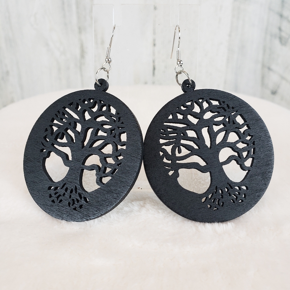 Black Tree of Life Earrings